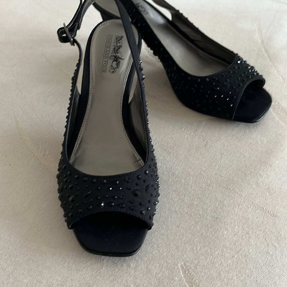 Dressy Black Sequin Heels